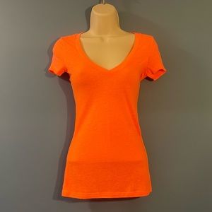 American Eagle Outfitters Super Soft V-Neck Tee - Bright Orange